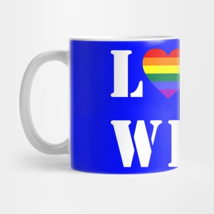 Love Wins Gay Pride LGBTQ Rainbow Flag Heart Mug